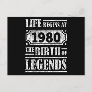 45 Jahre alter 1980 Geburt der Legende 45. Geburts Postkarte