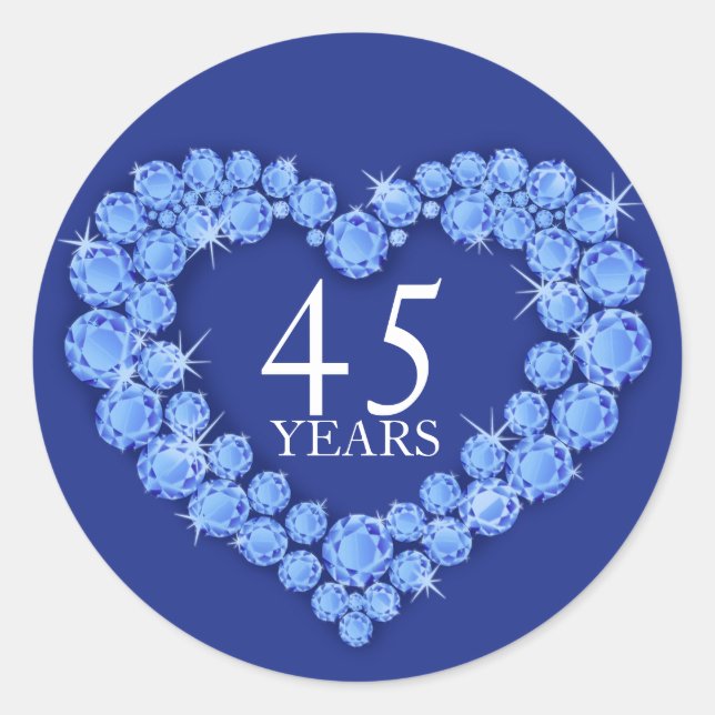 45 Jahre Saphirherz, blau und weiß Aufkleber (Vorderseite)