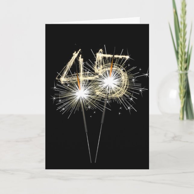 45. Jahrestag Sparklers auf schwarz Karte (Vorderseite)