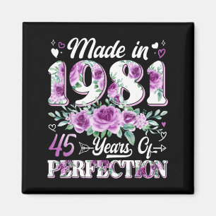 45-jährige, hergestellt 1981, floral, 45. Geburtst Magnet