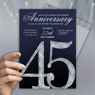 45. Jubiläum Diamant Silber Navy Blau Einladung