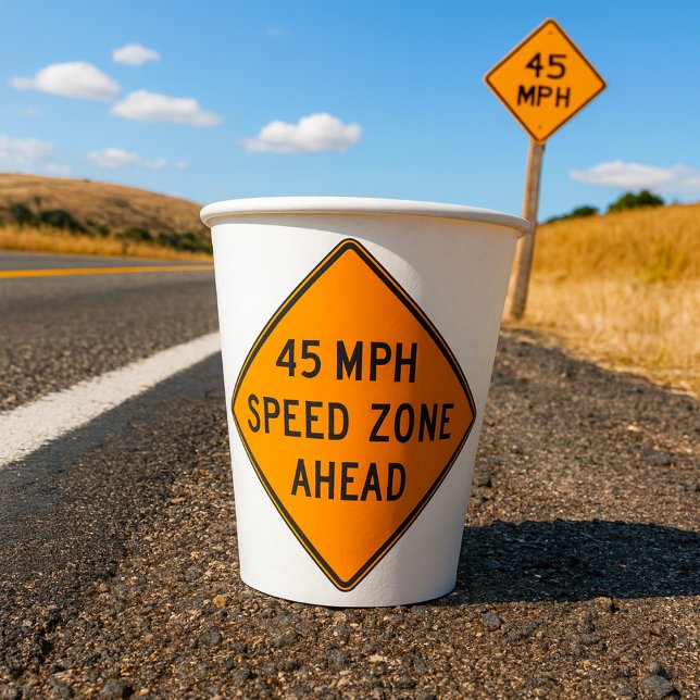 45-MPH-Geschwindigkeitsbereich vor benutzerdefinie Pappbecher (Von Creator hochgeladen)