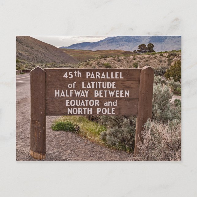 45. Parallel-Zeichen in Gardiner, Montana Postkarte (Vorderseite)