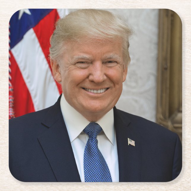 45 Präsident Donald Trump Rechteckiger Pappuntersetzer (Vorderseite)