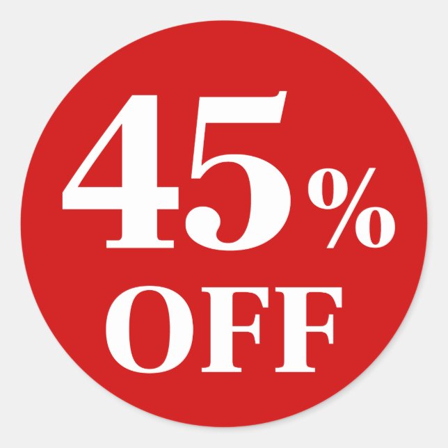 45 % Rabatt auf die Rote Hintergrundfarbe Klassisc Runder Aufkleber (Vorderseite)