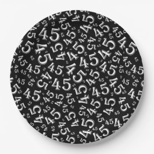 45. Random Zahlenmuster Schwarz/Weiß Pappteller