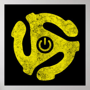 45 RPM Adapter Power Symbol Aufkleber Retro Vinyl Poster
