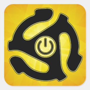 45-RPM-Power-Record-Adapter Quadratischer Aufkleber