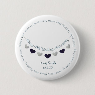 45. Saphir-Hochzeitstag-Flaggenentwurf Button