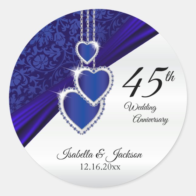 45. Saphire Hochzeitsszenario Runder Aufkleber (Vorderseite)