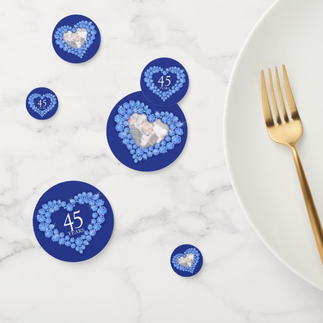 45. Saphirhochzeit Jubiläum Herzblaues Foto Konfetti (Gruppe)