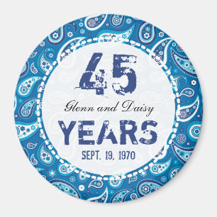 45. Sapphire Wedding Anniversary Paisley Pattern Magnet