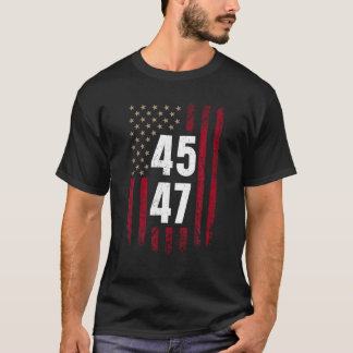 45 und 47 Trump 2024 Trendy Patriotic American Fla T-Shirt