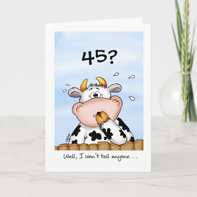 45e anniversaire - Carte humoristique avec vache s (Devant)