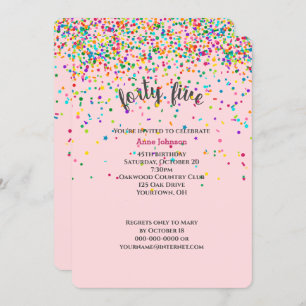 45e anniversaire Fête confetti Invitation