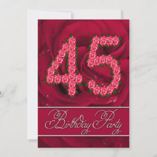 45e anniversaire invitation à la fête avec des ros