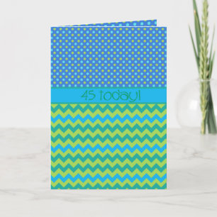 45e carte d'anniversaire : Pois et Chevrons