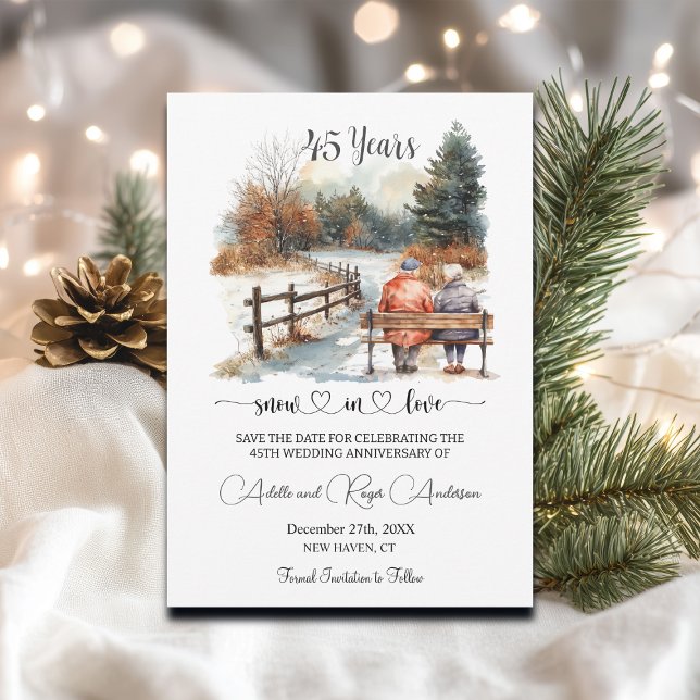 45th Wedding Anniversary Winter Landscape Romantic Save The Date (Von Creator hochgeladen)