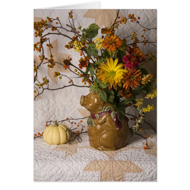 4603 Pig Pitcher Thanksgiving Greeting Card (Devant)