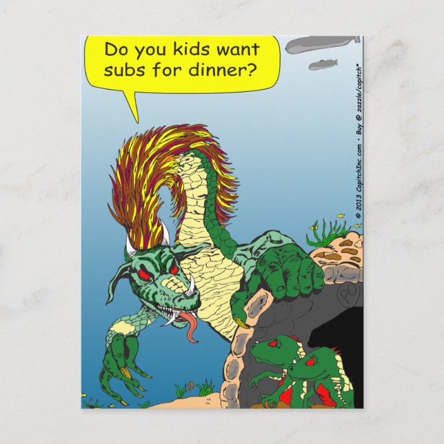 468 Seemänner "U-Boote zum Abendessen" Cartoon Postkarte (Vorderseite)