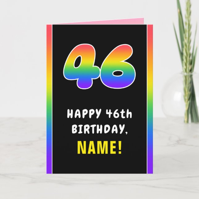 46. Geburtstag: Farbiger Regenbogen # 46, Individu Karte (Vorderseite)