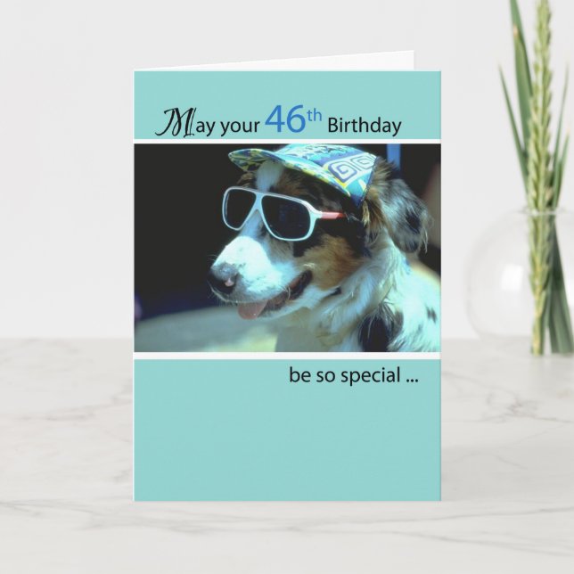 46. Geburtstag Hund in Sonnenbrille Karte (Vorderseite)