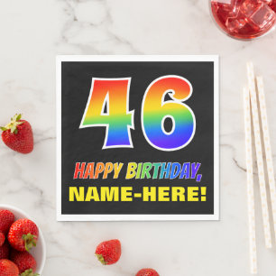 46. Geburtstag: kühl, Spaß, einfach, Regenbogen Serviette