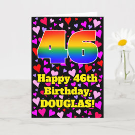 46. Geburtstag: Loving Hearts Pattern, Regenbogen  Karte