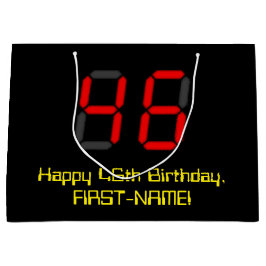 46. Geburtstag: Red Digital Clock Style "46" + Nam Große Geschenktüte