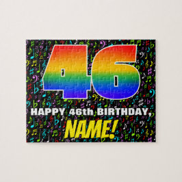 46. Geburtstag — Spaß, farbenfrohe Musiksymbole &