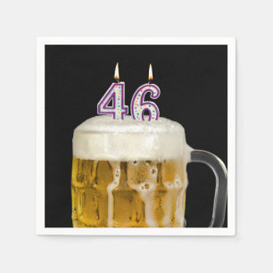 46. Geburtstagsbär auf schwarz Serviette