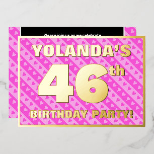 46. Geburtstagsparty — Fun Pink Hearts and Stripes Folieneinladung