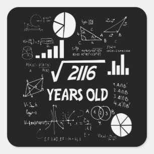 46 Jahre alter Tag Mathematiklehrer 46. Geburtstag Quadratischer Aufkleber