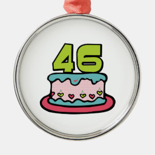 46-jähriger Geburtstagskuchen Silbernes Ornament