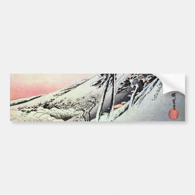 47. 亀山宿, 広重 Kameyama-juku, Hiroshige, Ukiyo-e Autoaufkleber (Vorne)