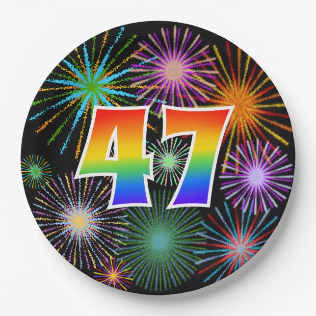 47. Event - Spaß, farbenfroh, kühl, Regenbogen 47 Pappteller (Vorderseite)