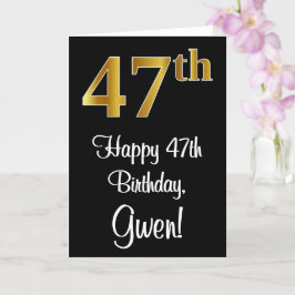 47. Geburtstag ~ Elegante Luxuriöse Imitate Gold L Karte
