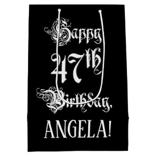 47. Geburtstag: Extravagant, elegant, Script + Ind Mittlere Geschenktüte