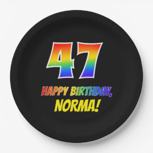 47. Geburtstag: kühl, Spaß, einfach, Regenbogen 47 Pappteller