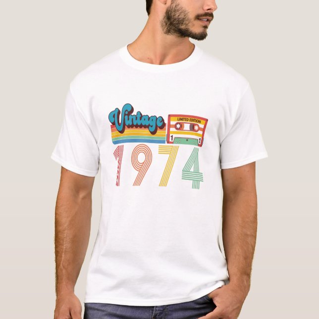 47. Geburtstag Vintag Retro 1974 Kassettenband T-Shirt (Vorderseite)