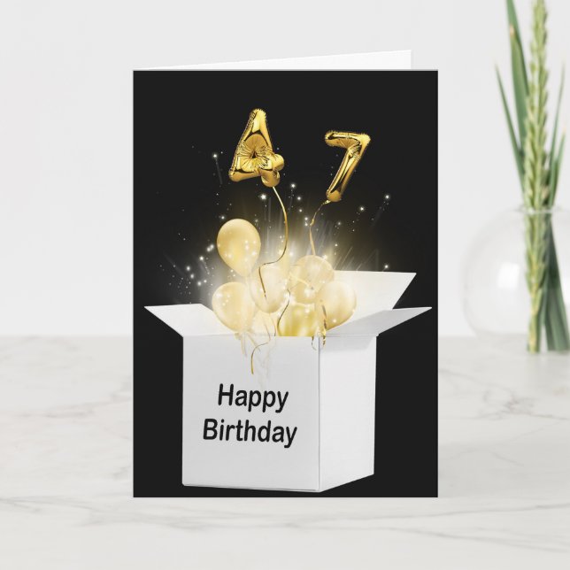 47. Geburtstagsballons in weißer Box Karte (Vorderseite)