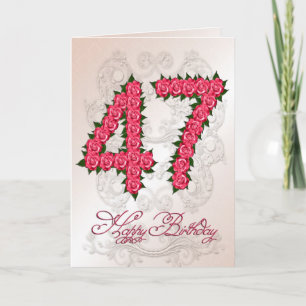 47. Geburtstagskarte mit Rosen und Blätter Karte