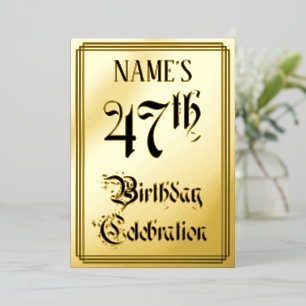 47. Geburtstagsparty — Elegantes Script + Individu Folieneinladung