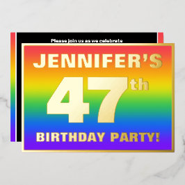 47. Geburtstagsparty: Spaß, farbenfrohe Regenbogen Folieneinladung