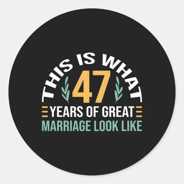 47 Jahre große Ehe 47. Hochzeit Anniversar Runder Aufkleber (Vorderseite)
