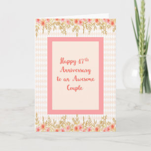 47. Jubiläumskarte, Pfirsich mit Blumengrenzen Karte