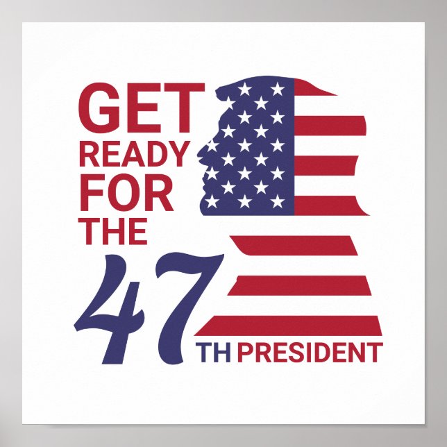 47. Präsident, amerikanische Trump-Flagge Poster (Vorne)