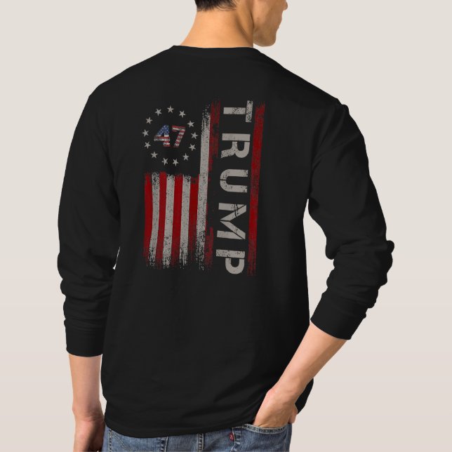 47. Präsident Donald Trump 47 US-amerikanische Fla T-Shirt (Rückseite)