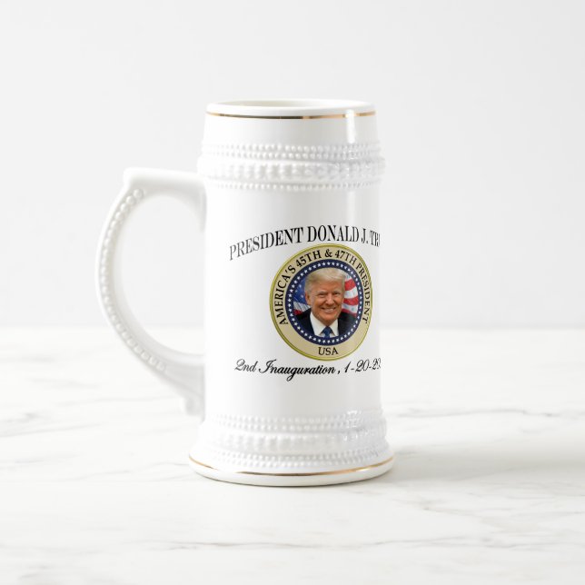 47. Präsident Donald Trump Einweihung Keepake Bierglas (Links)