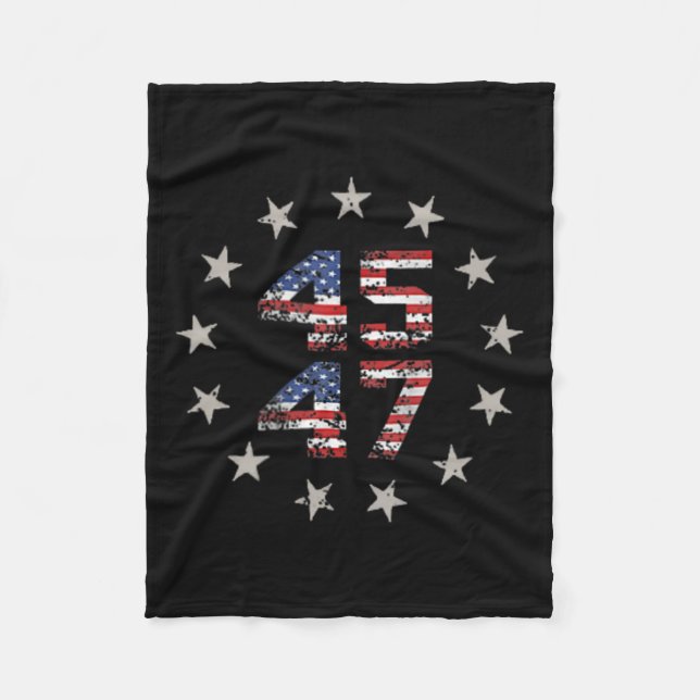 47 Trump 2024 American Flag (auf der Rückseite) 1 Fleecedecke (Vorderseite)